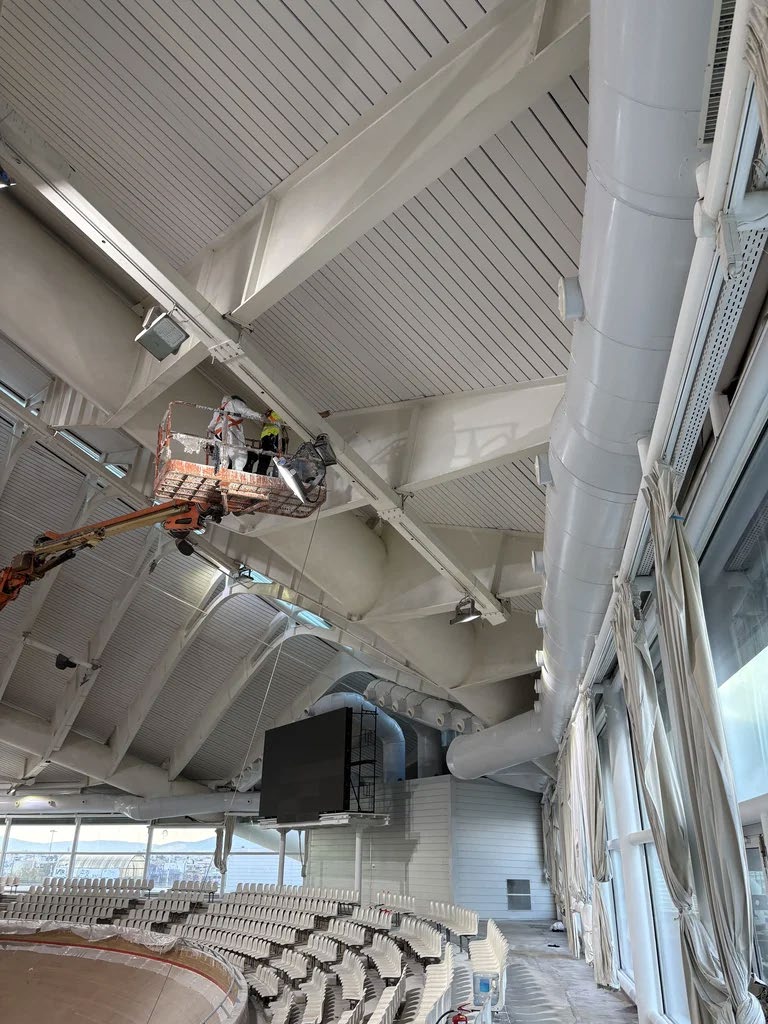 Interior of the Athens Olympic Velodrome coated with Noxyde Plus in RAL 9010 white