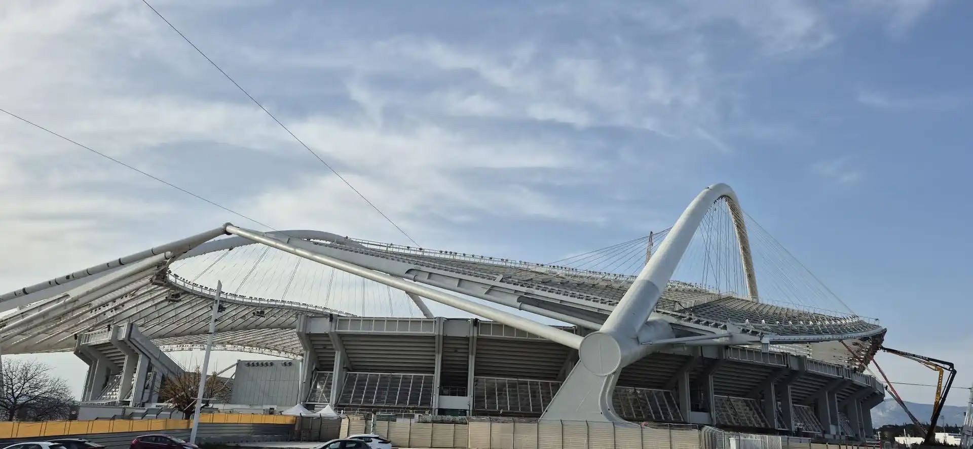 The Athens Olympic Stadium arches fully coated in Noxyde Plus RAL 9010 white